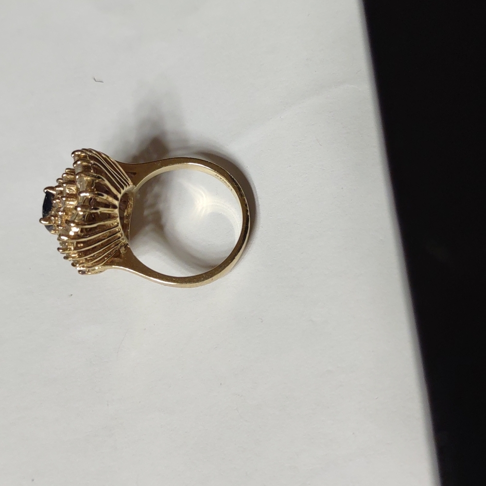 Levian 14kt yellow gold diamond blue sapphire ring - Picture 9 of 13